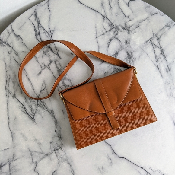 Vintage Handbags - vtg 60's full grain leather envelope shoulder bag